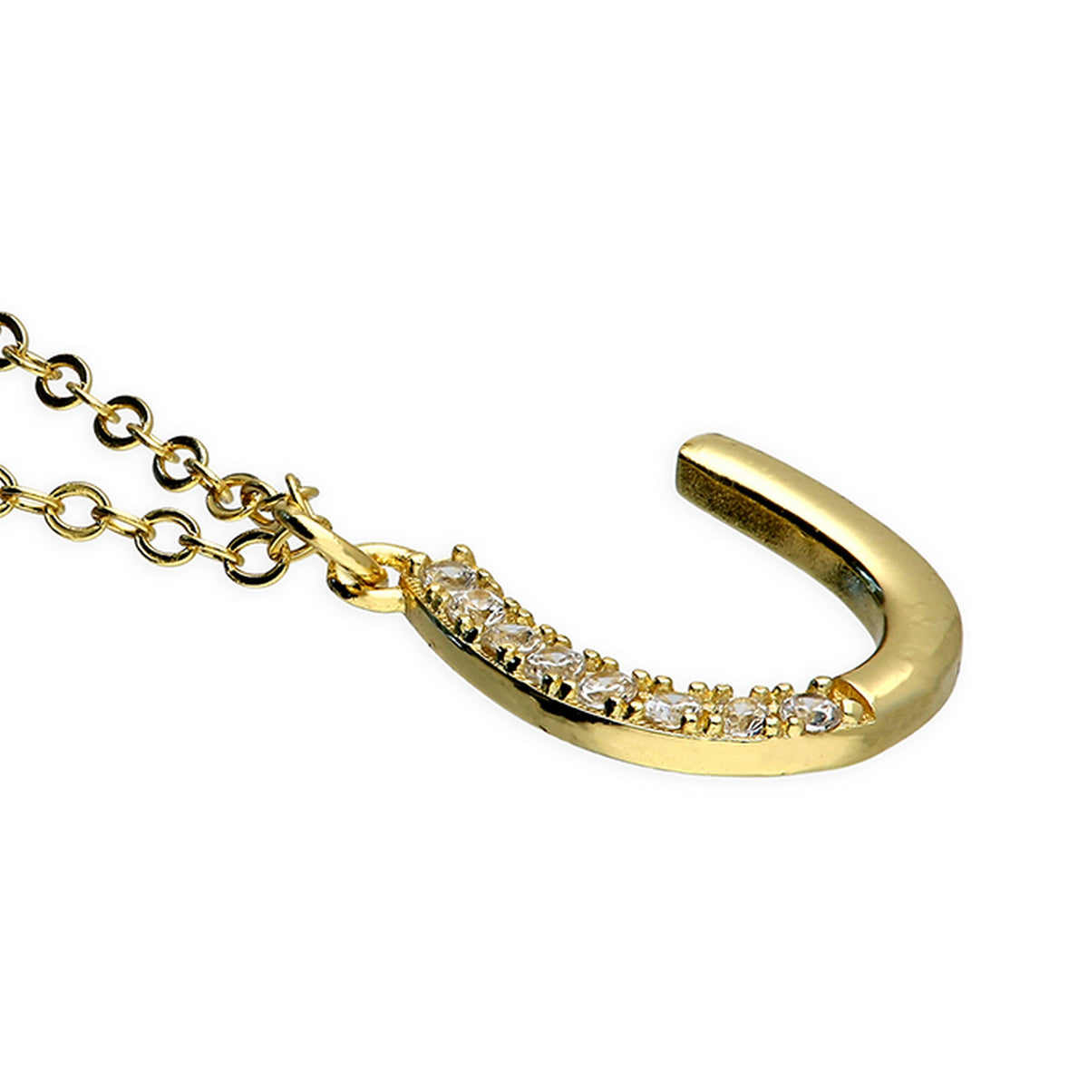 Sterling Silver Gold Plated Horseshoe Necklace 11784