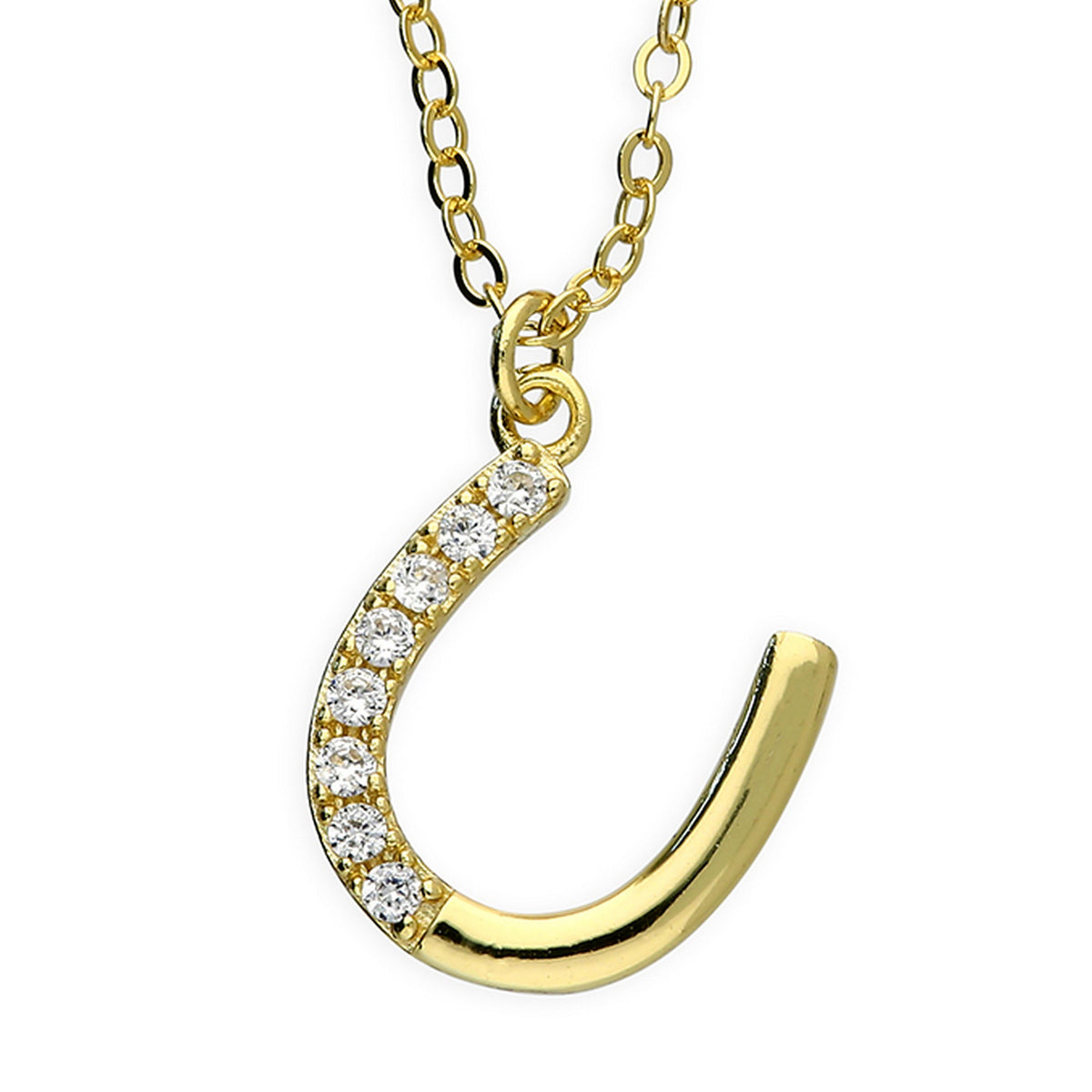 Sterling Silver Gold Plated Horseshoe Necklace 11784