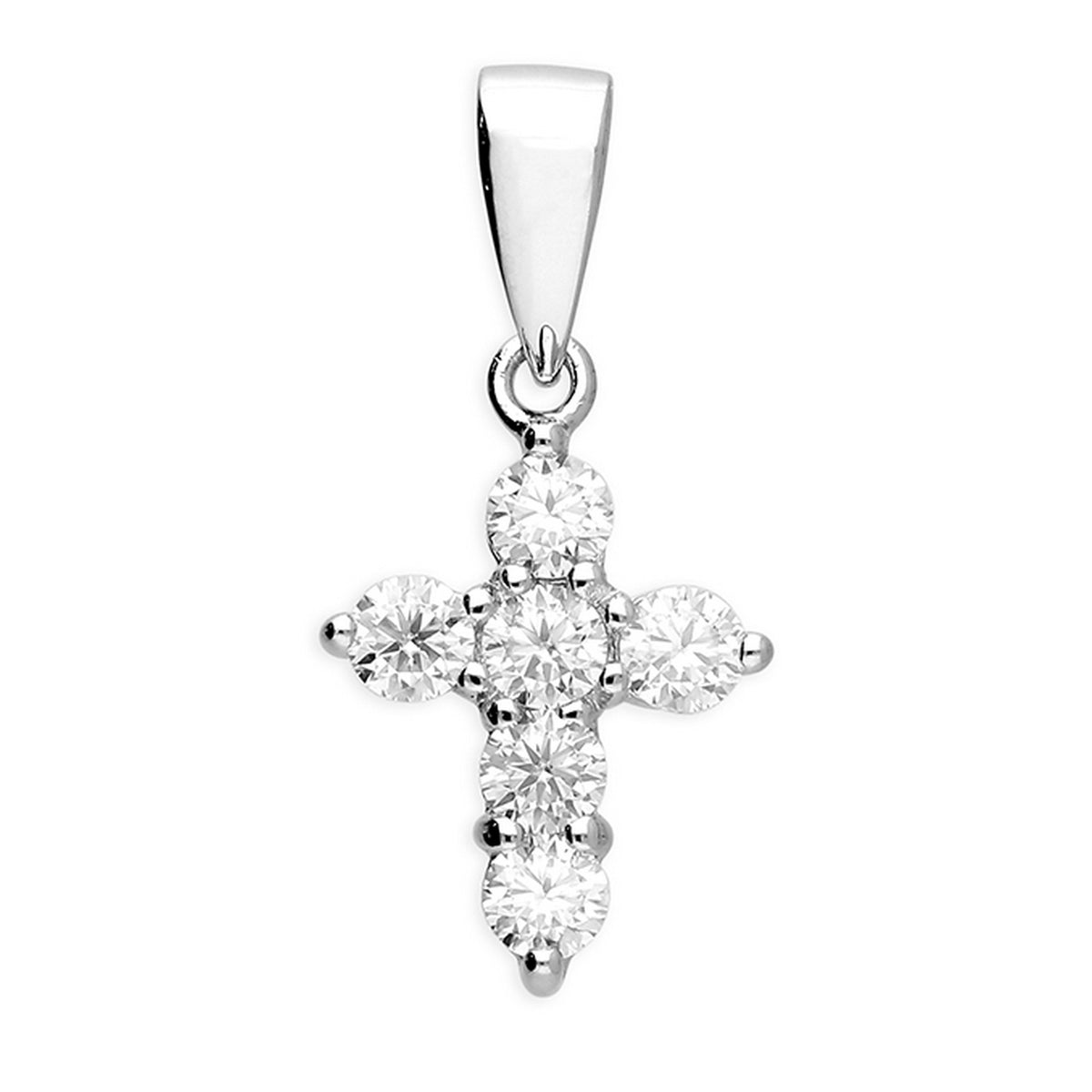 Silver 18" Chain & Moissanite Cross Pendant 10257