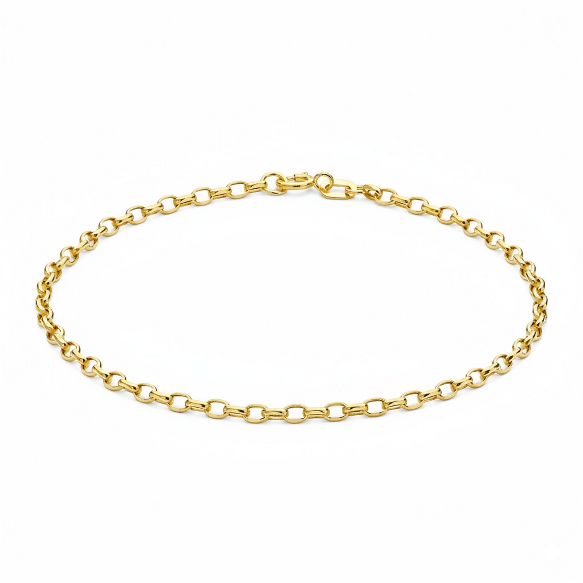 9ct Yellow Gold 19cm/7.5" Hollow Diamond-Cut Oval Belcher Bracelet 10281