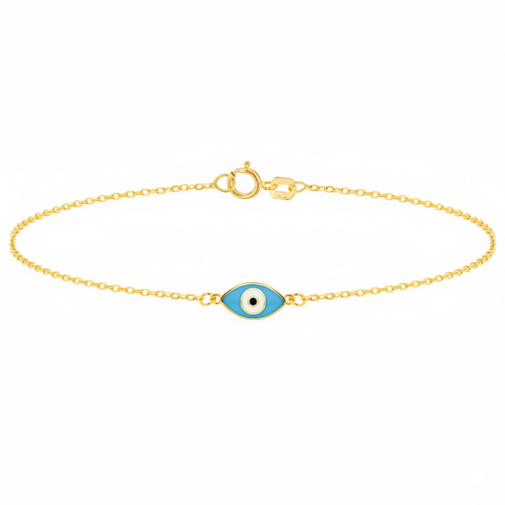 9ct Yellow Gold Enamel Evil Eye Bracelet 4753