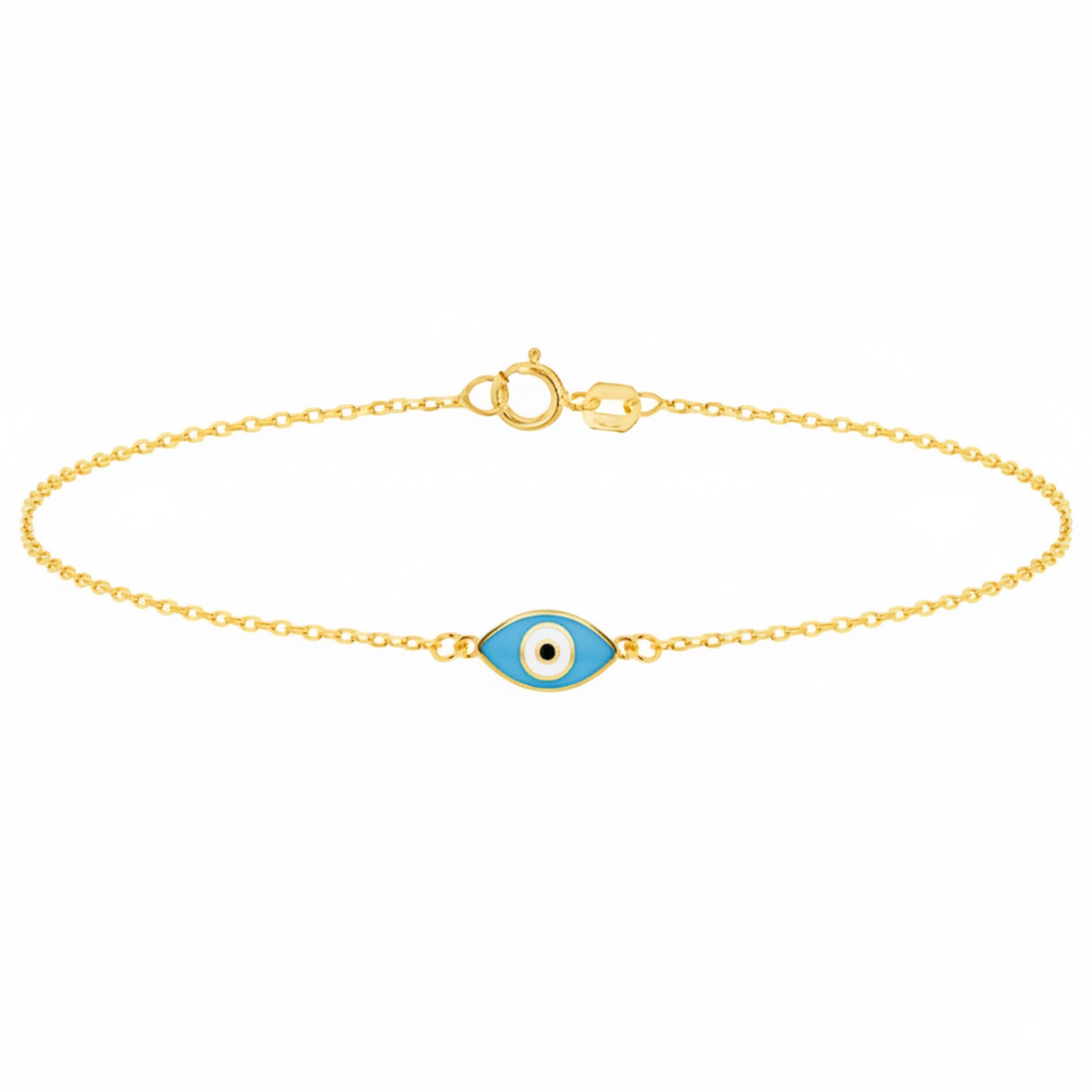 9ct Yellow Gold Enamel Evil Eye Bracelet 4753