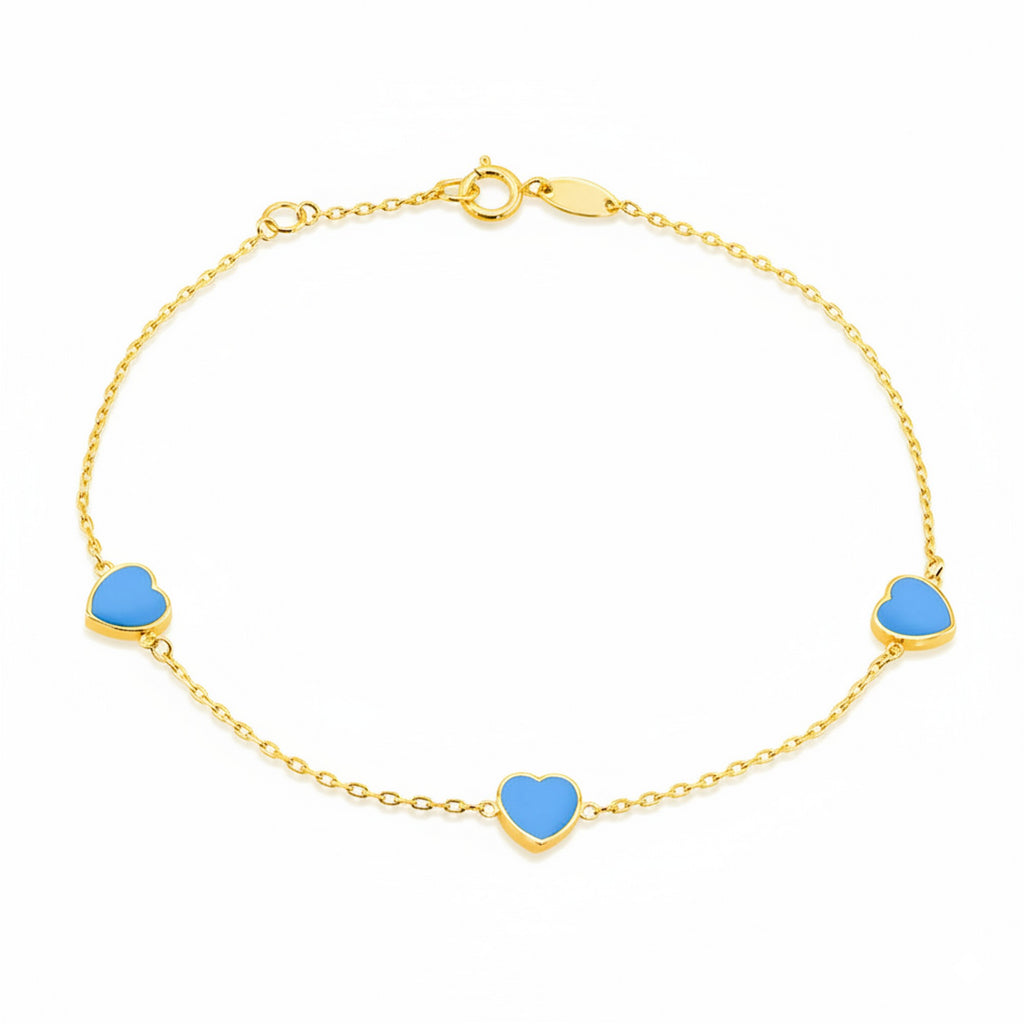 9ct Yellow Gold Turquoise Heart Petals Bracelet IB-1.29.1662