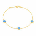 9ct Yellow Gold Turquoise Heart Petals Bracelet IB-1.29.1662