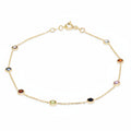 9ct Yellow Gold Multi Coloured Round CZ Adjustable Bracelet 4724