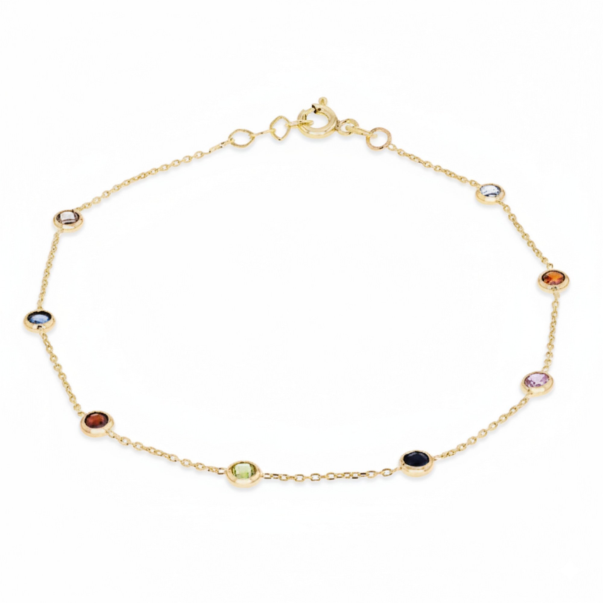 9ct Yellow Gold Multi Coloured Round CZ Adjustable Bracelet 4724