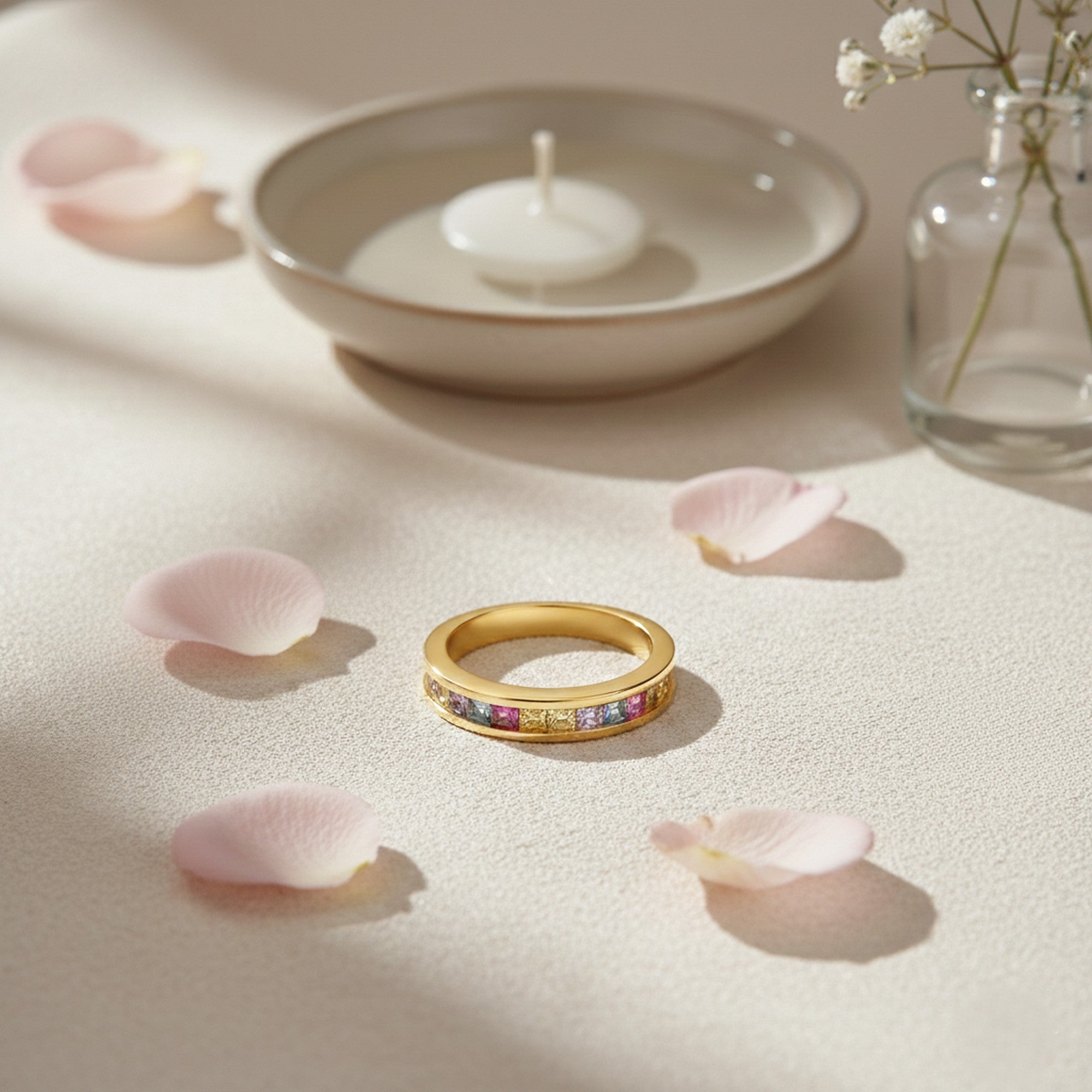 9ct Yellow Gold Multi-Coloured CZ Half-Eternity Ring IB-1.84.6451