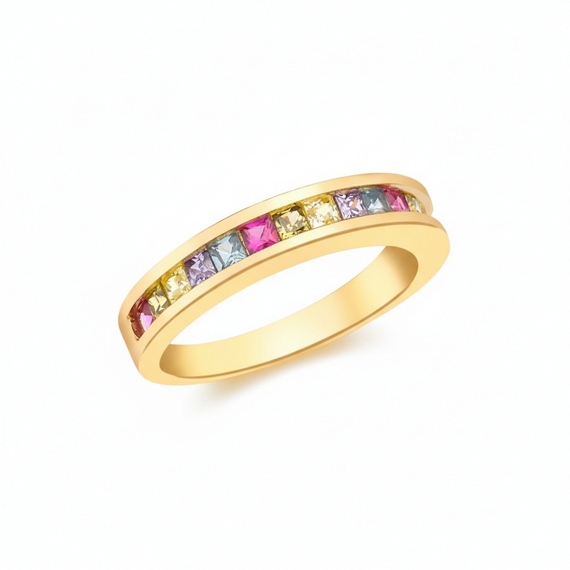 9ct Yellow Gold Multi-Coloured CZ Half-Eternity Ring IB-1.84.6451