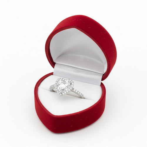 9ct White Gold Pave CZ Heart Ring 10581