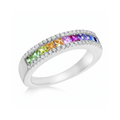 Sterling Silver Multicoloured Channel Set CZ Ring (Size Q) 10423