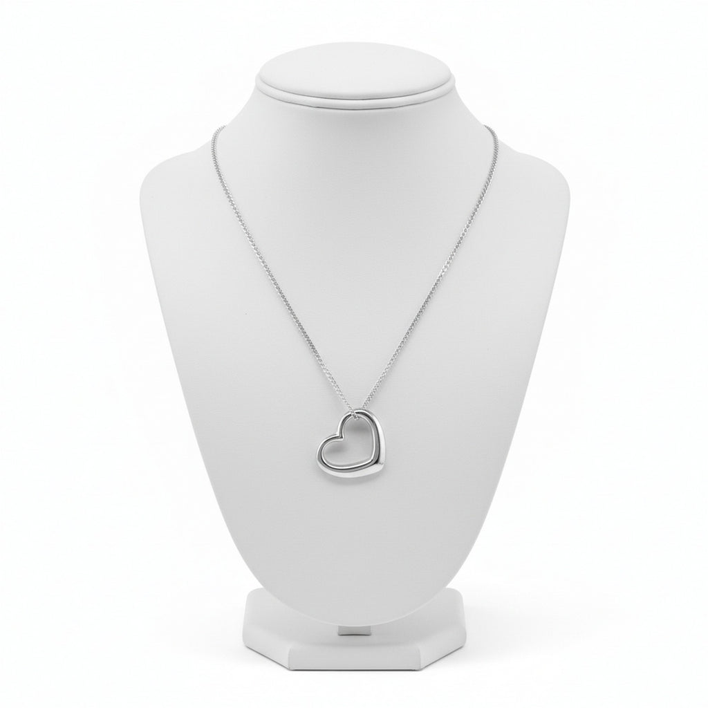 Sterling Silver 18" Plain Open Heart Necklace 11535