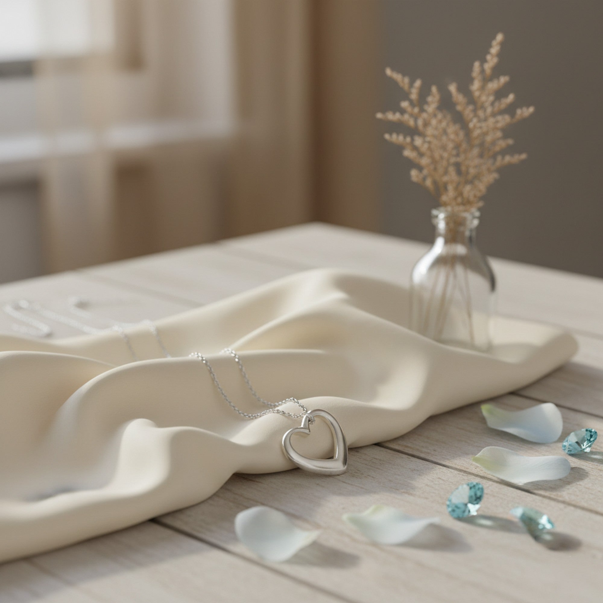 Sterling Silver 18" Plain Open Heart Necklace CE-L8540-46