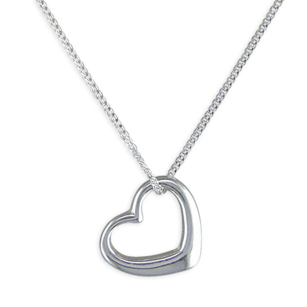 Sterling Silver 18" Plain Open Heart Necklace 11535