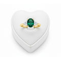 9ct Yellow Gold Oval Lab Grown Emerald & 0.15pts Diamond Ring 12242