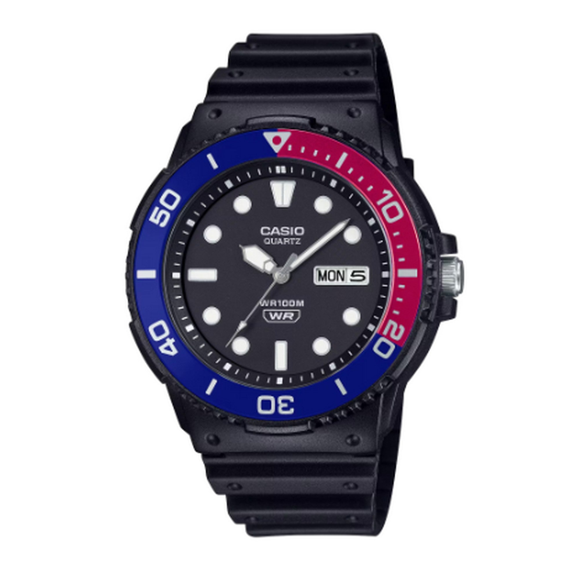 Casio Gents Pespi Bezel Black Resin Strap Watch MRW-230H-1E2VEF