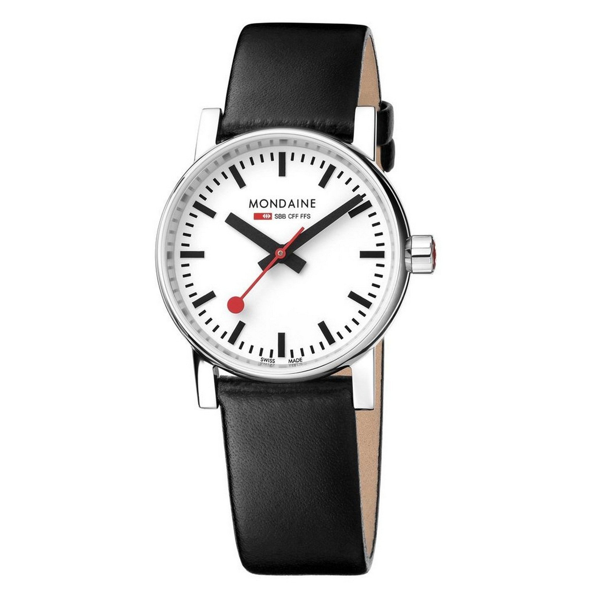 Mondaine Ladies EVO2 30mm Black Leather Watch MSE.30110.LB