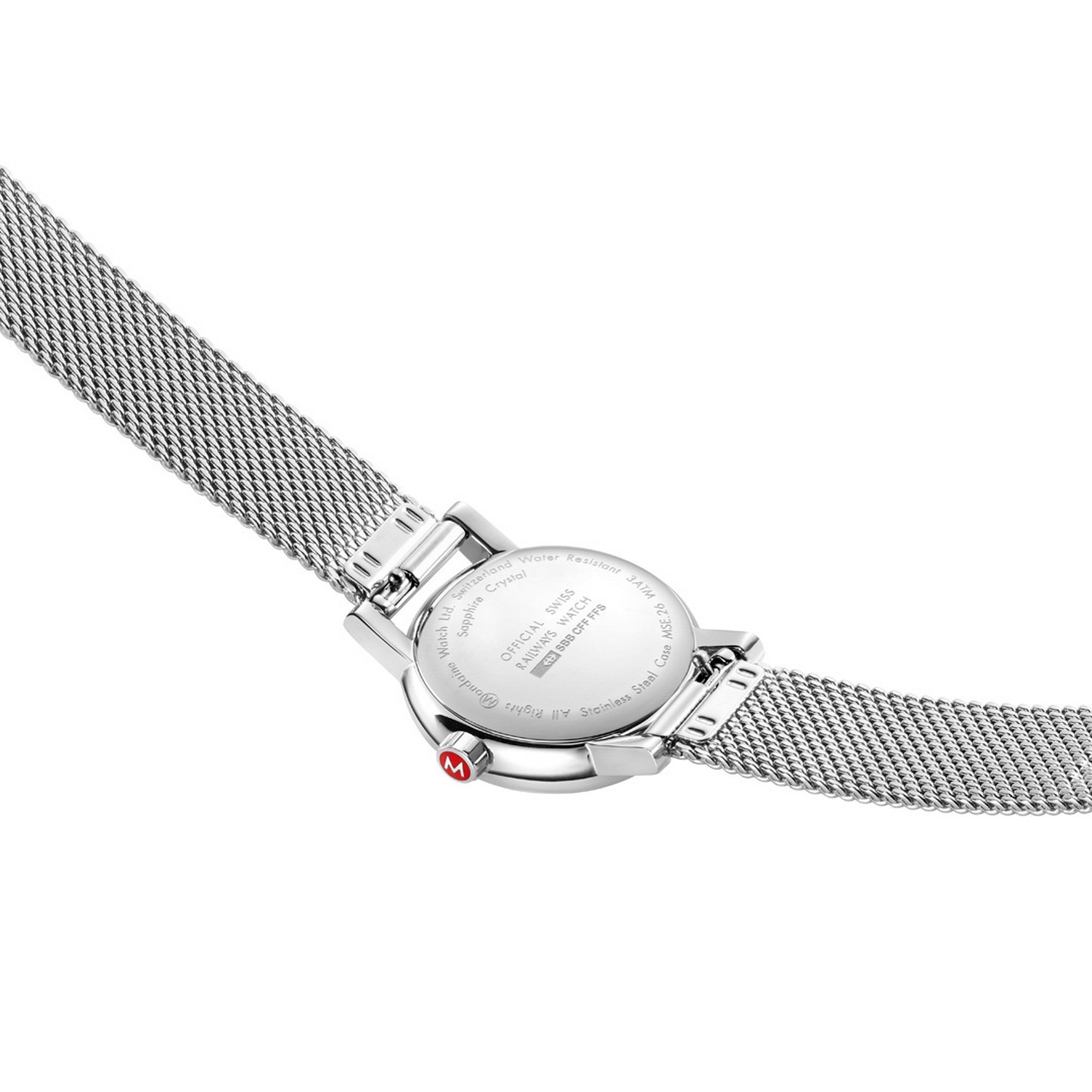 Mondaine Ladies 26mm Evo2 Pink Dial Stainless Steel Mesh Bracelet MSE.26130.SM