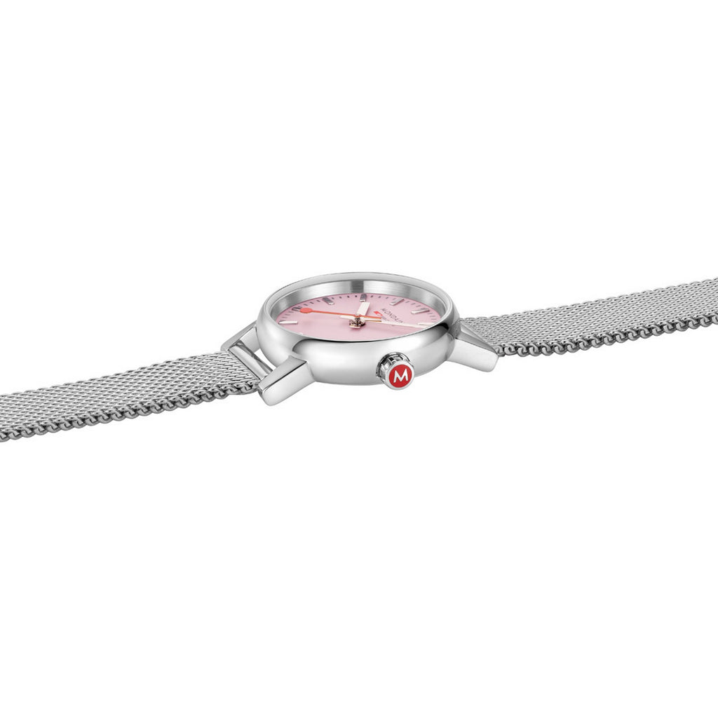 Mondaine Ladies 26mm Evo2 Pink Dial Stainless Steel Mesh Bracelet MSE.26130.SM