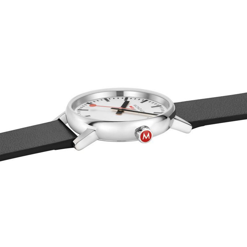 Mondaine EVO2 35mm Vegan Grape Leather Black Strap Watch MSE.35110.LBV