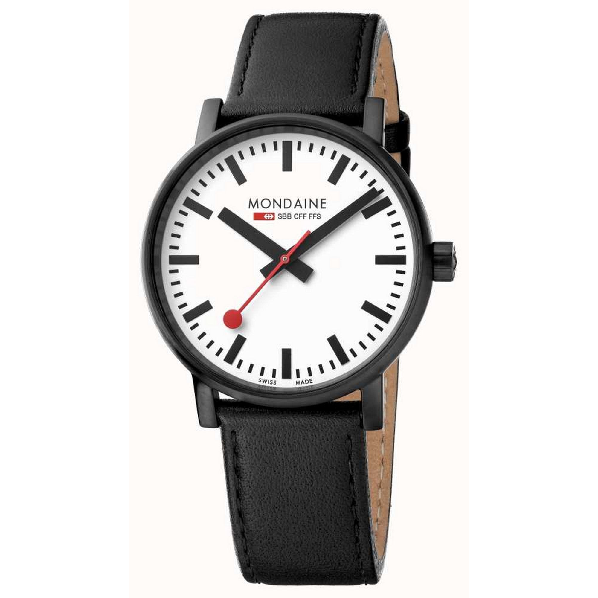 Mondaine EVO2 40mm Black Leather Strap Watch MSE.40111.LB