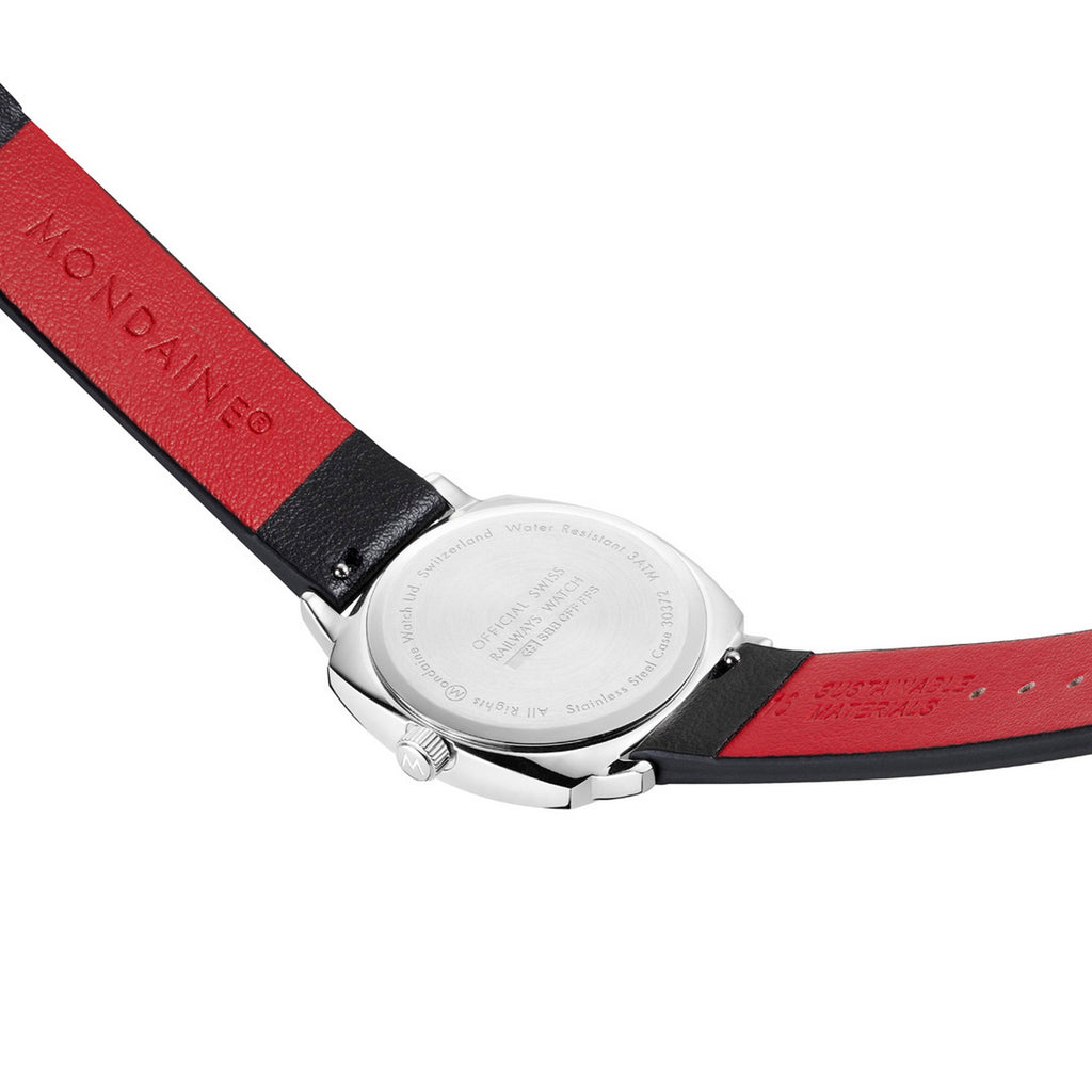 Mondaine 31mm Petite Cushion Vegan Grape Leather Strap Watch MSL.31110.LBV