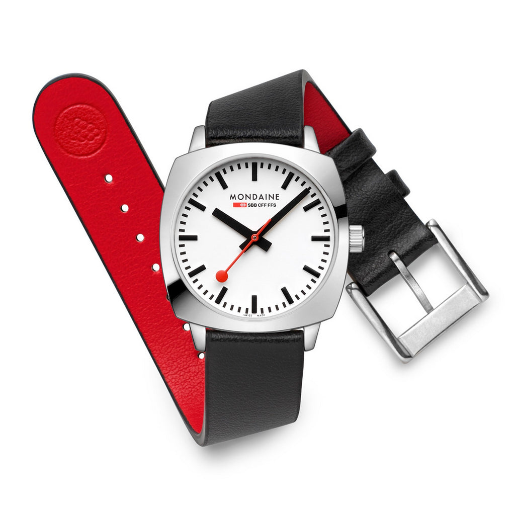 Mondaine 31mm Petite Cushion Vegan Grape Leather Strap Watch MSL.31110.LBV