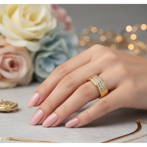 18ct Yellow Gold & 0.50ct Diamond Triple Row Band NS21173