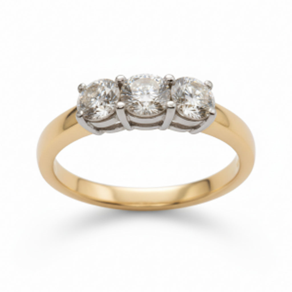 9ct Yellow Gold & 1.00ct Diamond Trilogy Ring PN-R8561AWIT