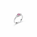 18ct White Gold Pink Sapphire & 0.20pts Diamond Trilogy Ring PN-UKD1195WIT