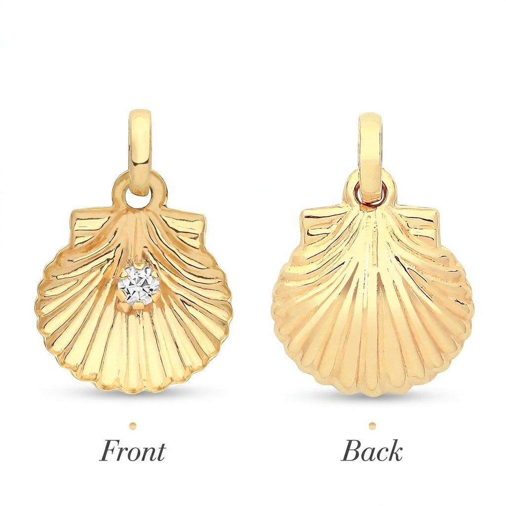 9ct Yellow Gold Shell Pendant 10299