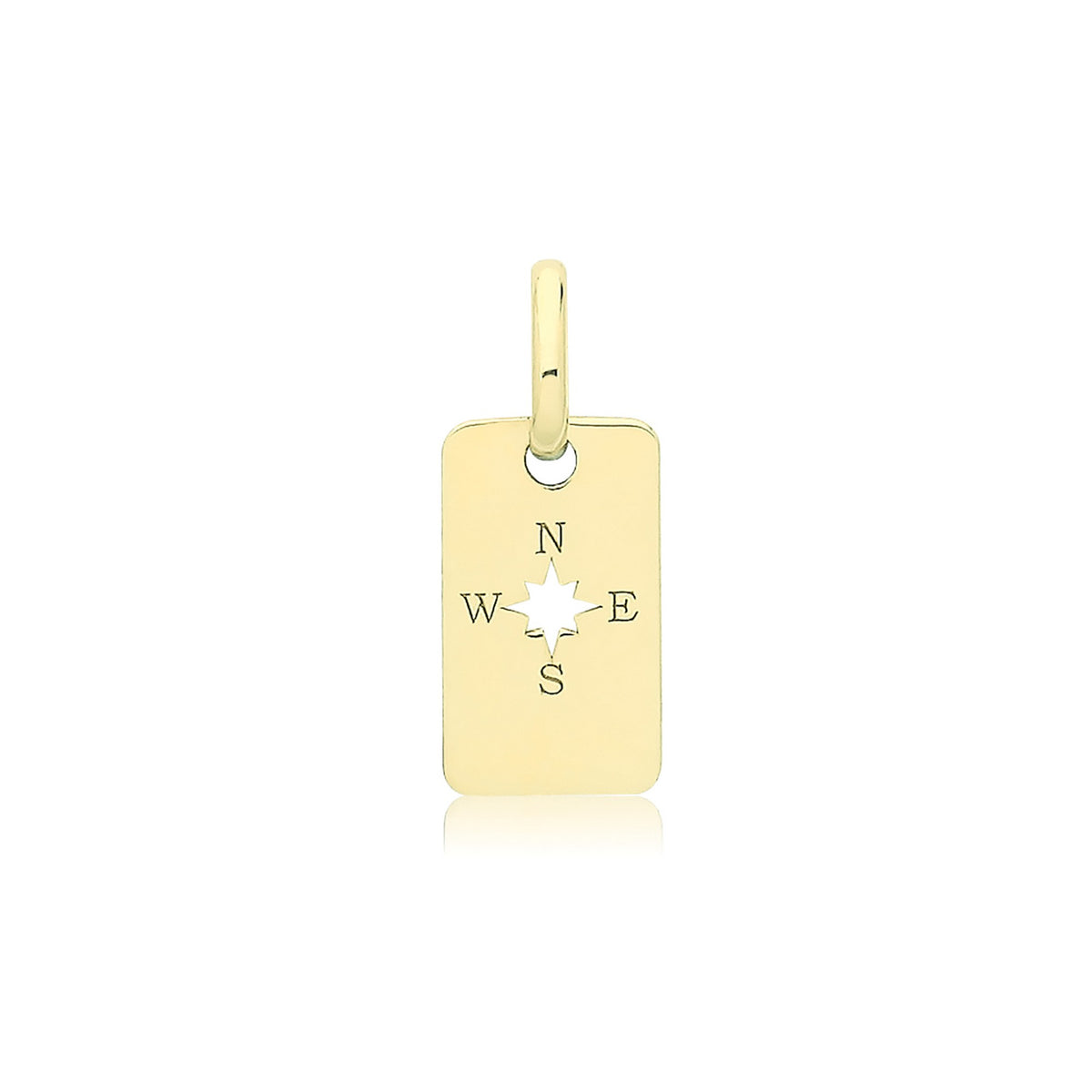 9ct Yellow Gold Engraved Rectangle Compass Pendant 9262