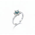 9ct White Gold Blue Topaz and Diamond Flower Ring PN31199YGD-BTWIT