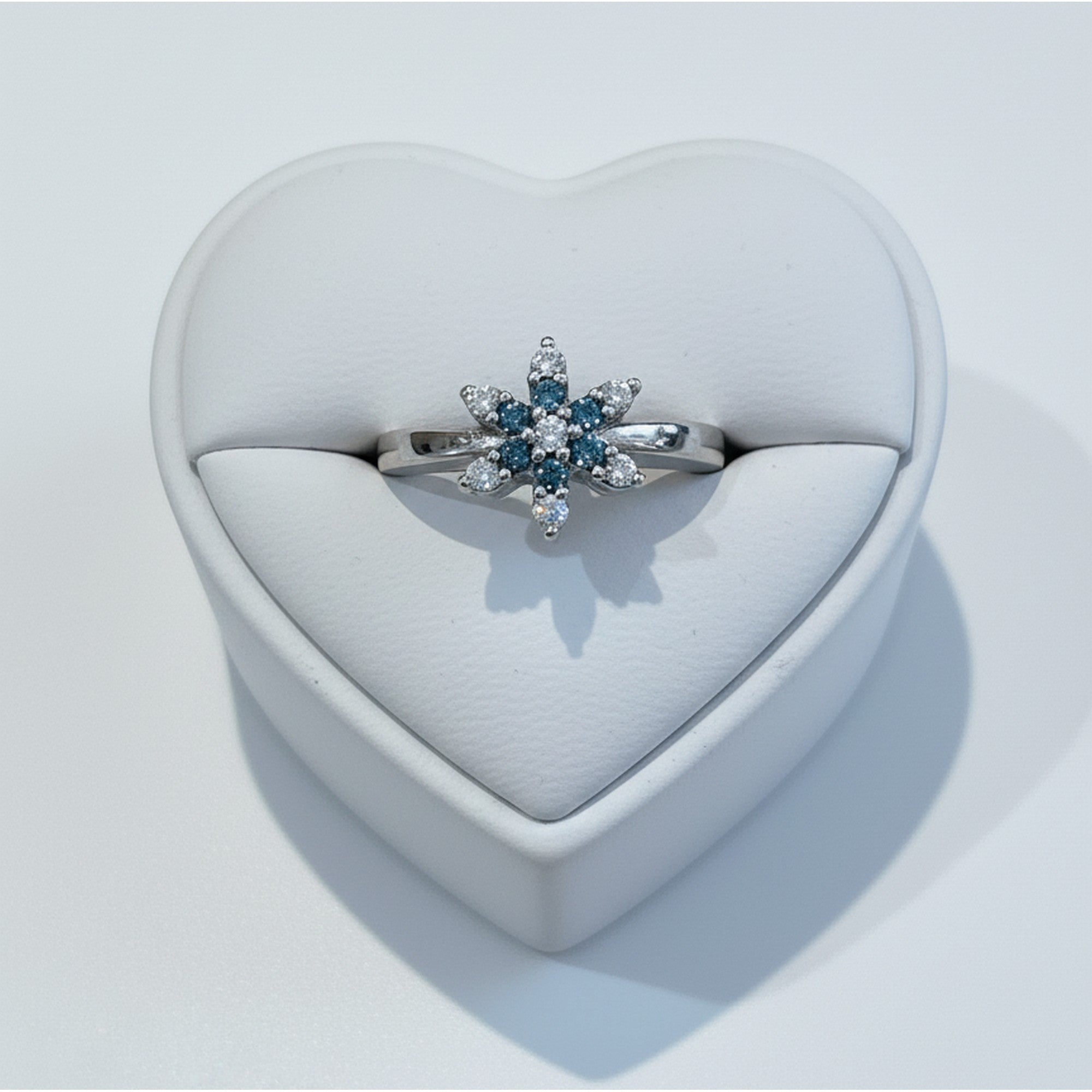 9ct White Gold Blue Topaz and Diamond Flower Ring PN31199YGD-BTWIT