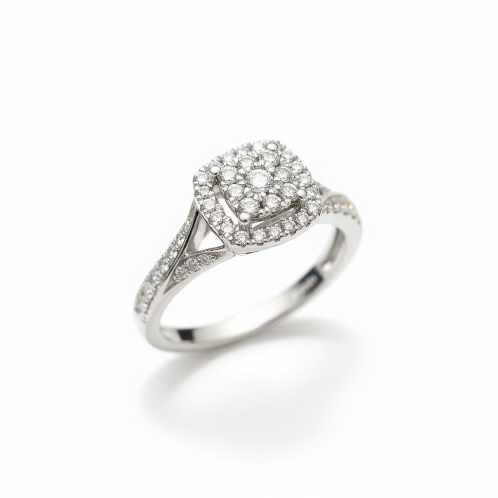 9ct White Gold Square Cluster 0.50ct Diamond Ring R4204050W9