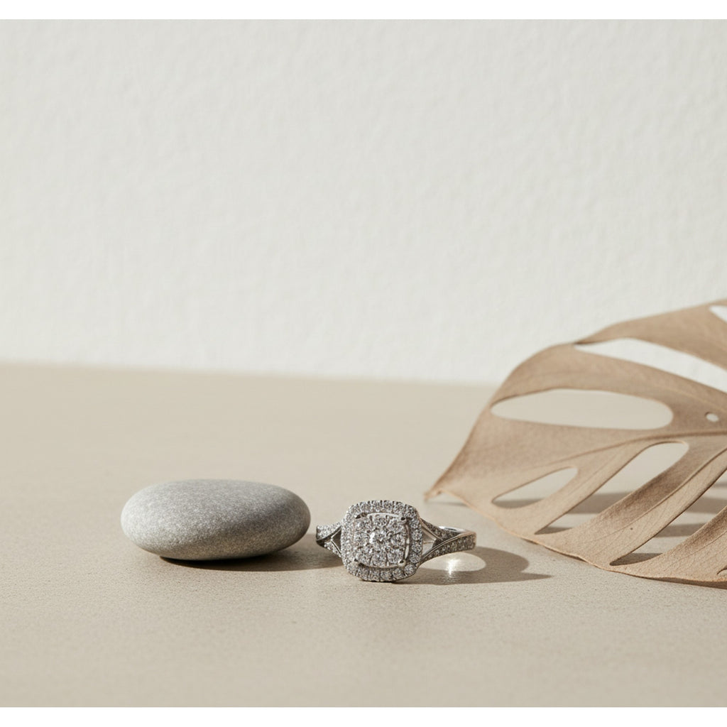 9ct White Gold Square Cluster 0.50ct Diamond Ring R4204050W9