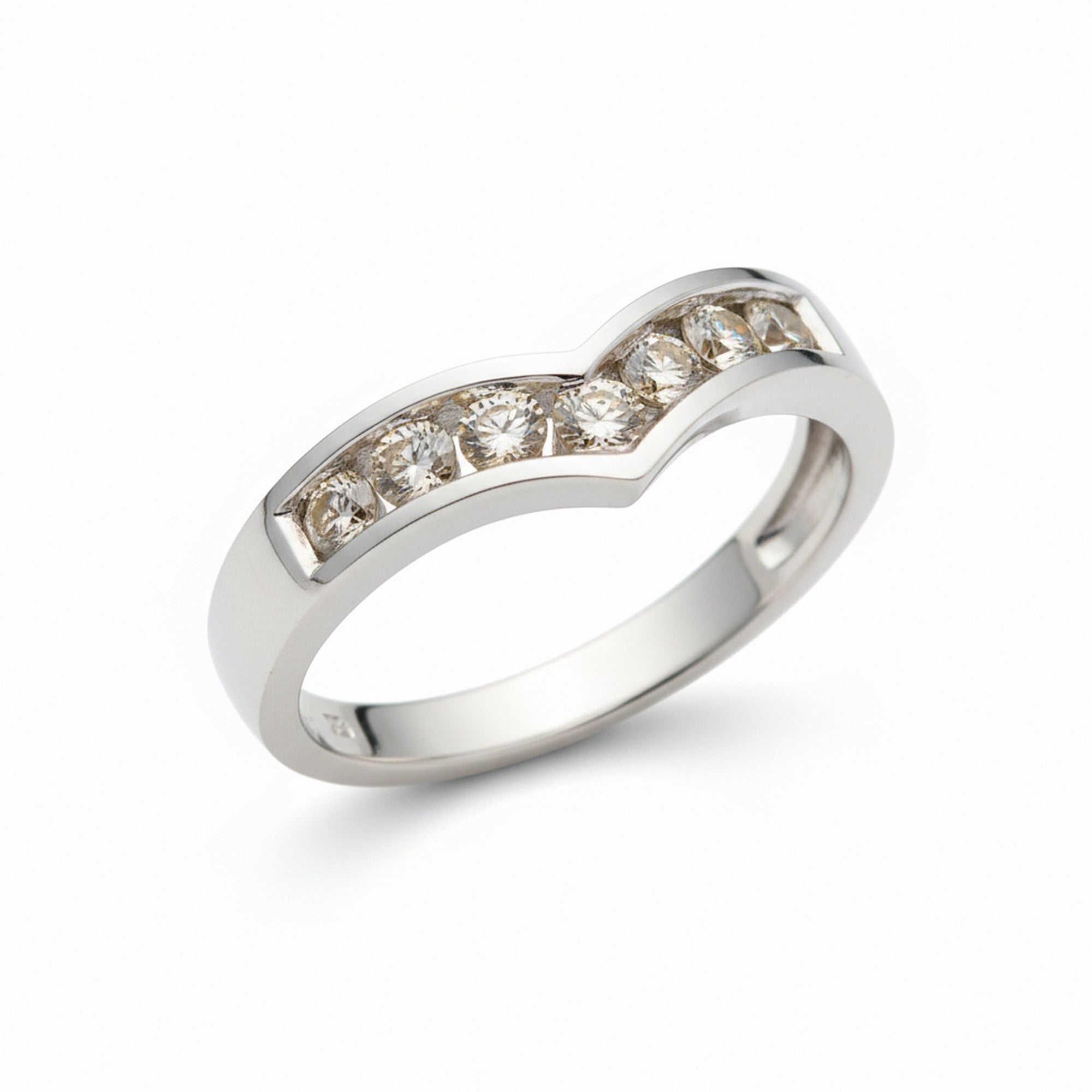 9ct White Gold & Diamond 0.50ct Channel Set Wishbone Ring R5455