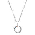 Sterling Silver 18" Abstract Half Circle Multi-Coloured & Clear Necklace 11656