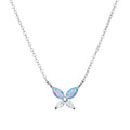 Sterling Silver 18" CZ Opal Butterfly Necklace 11660