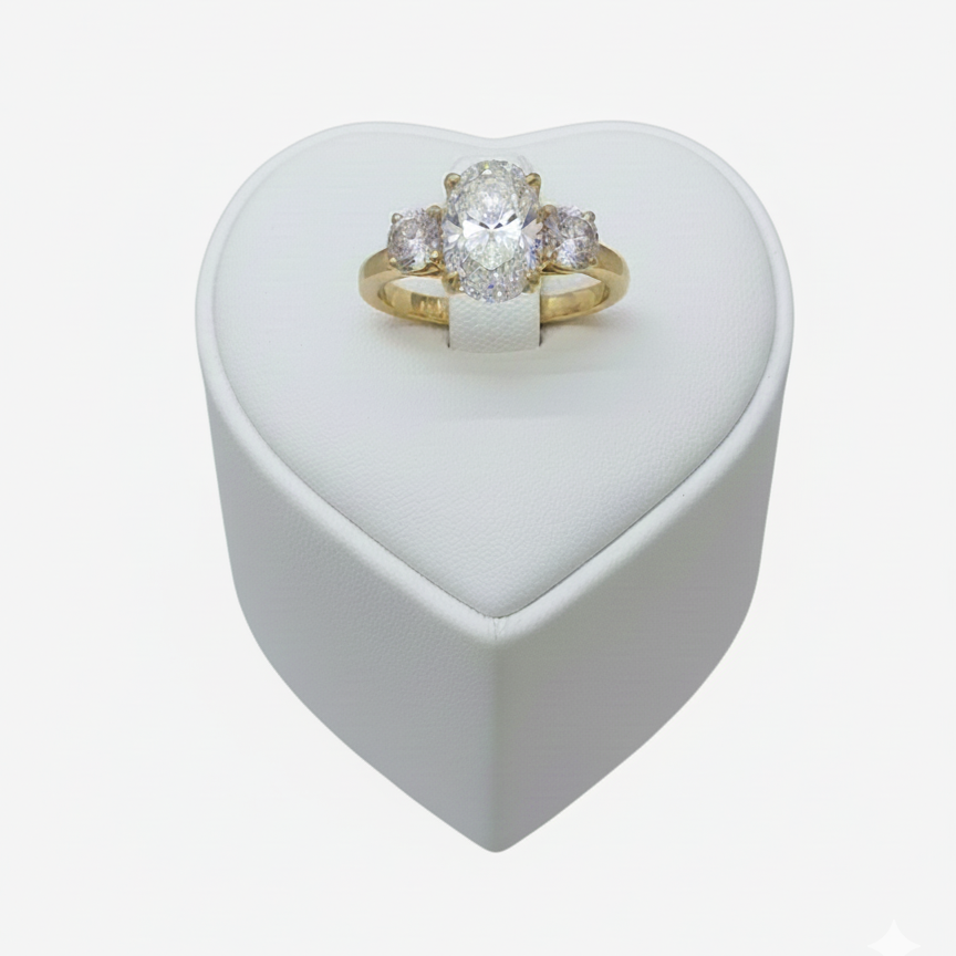 9ct Yellow Gold 2.12cts Round Brilliant & Oval Cut Lab Grown Diamond Ring SR009215H