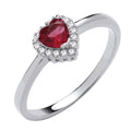 Silver Red CZ Heart Ring 13062
