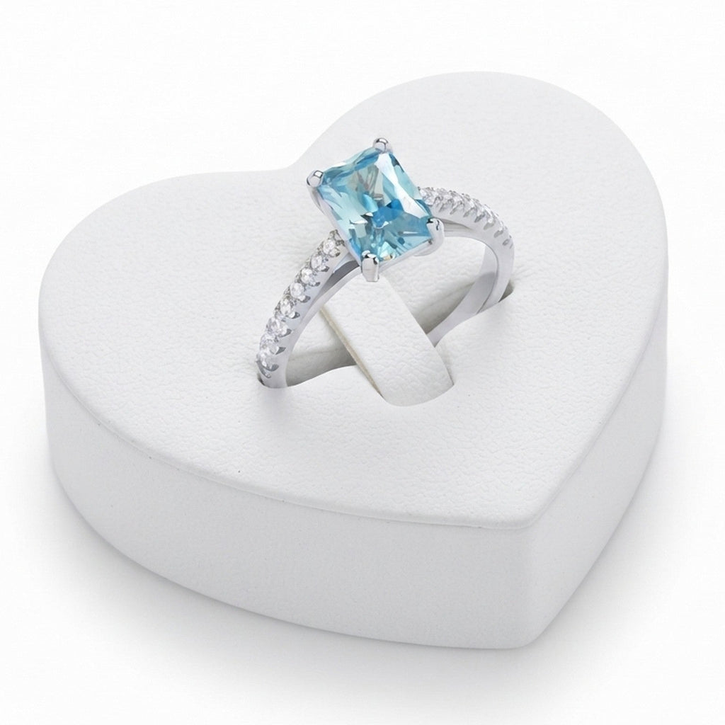 Silver Light Blue CZ Solitaire Ring 13061