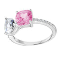 Silver Rhodium Plated CZ White & Pink Abstract Ring 11674