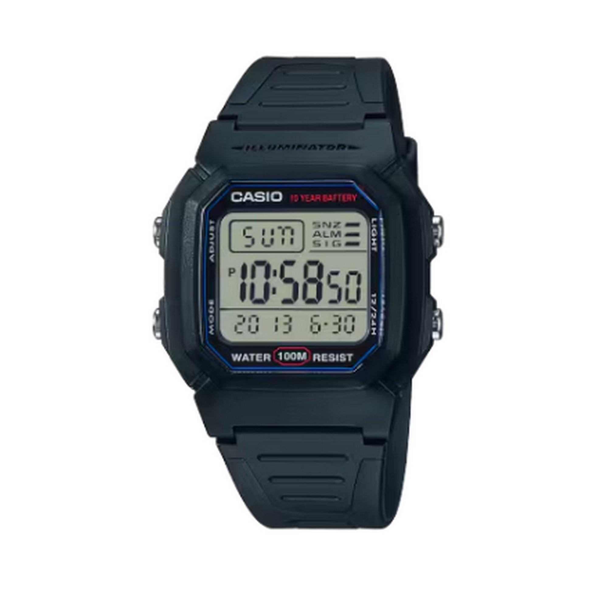 Casio Gent's Black Resin Strap Digital Watch - W-800H-1AVES