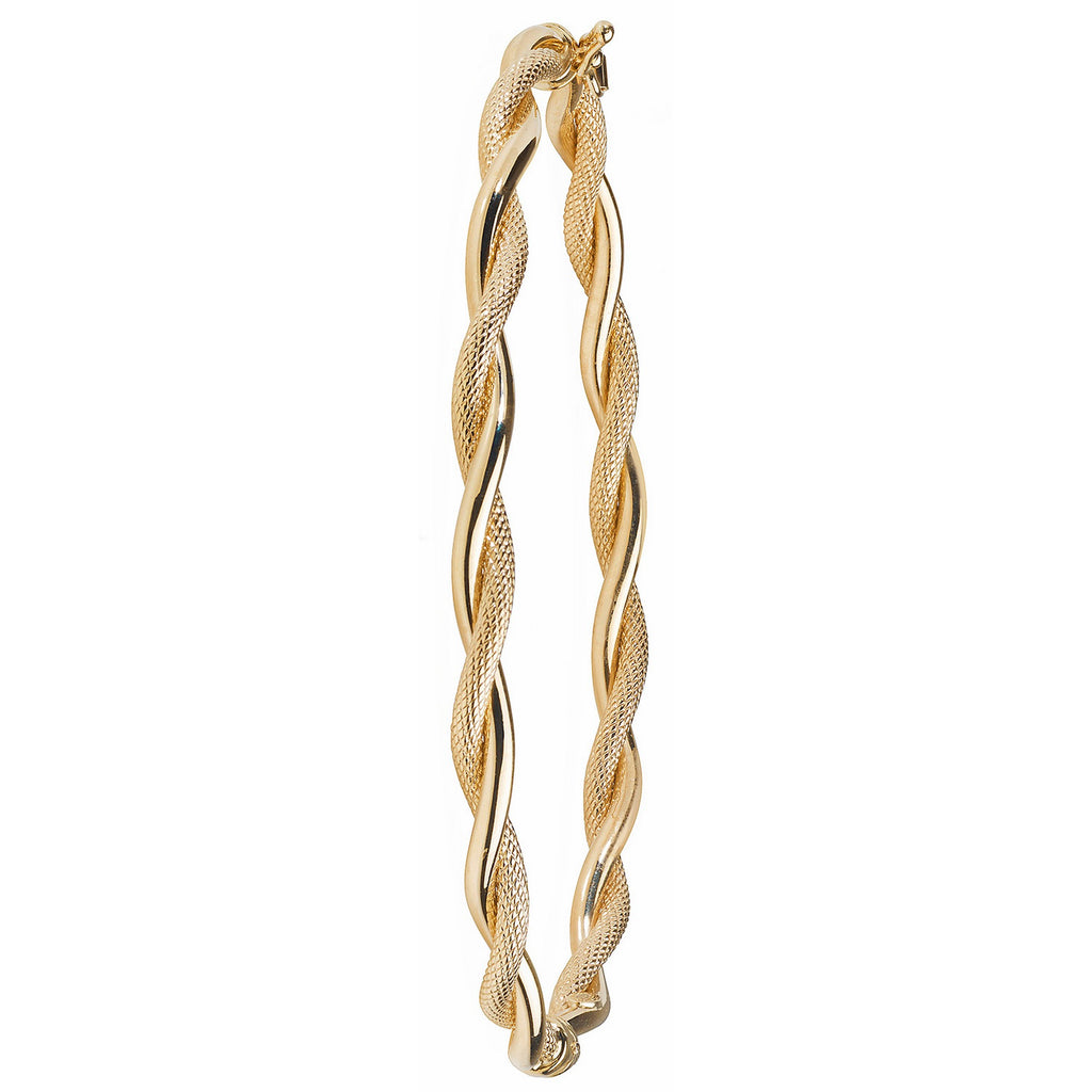 9ct Yellow Gold Ladies Twisted Hinged Bangle 8713
