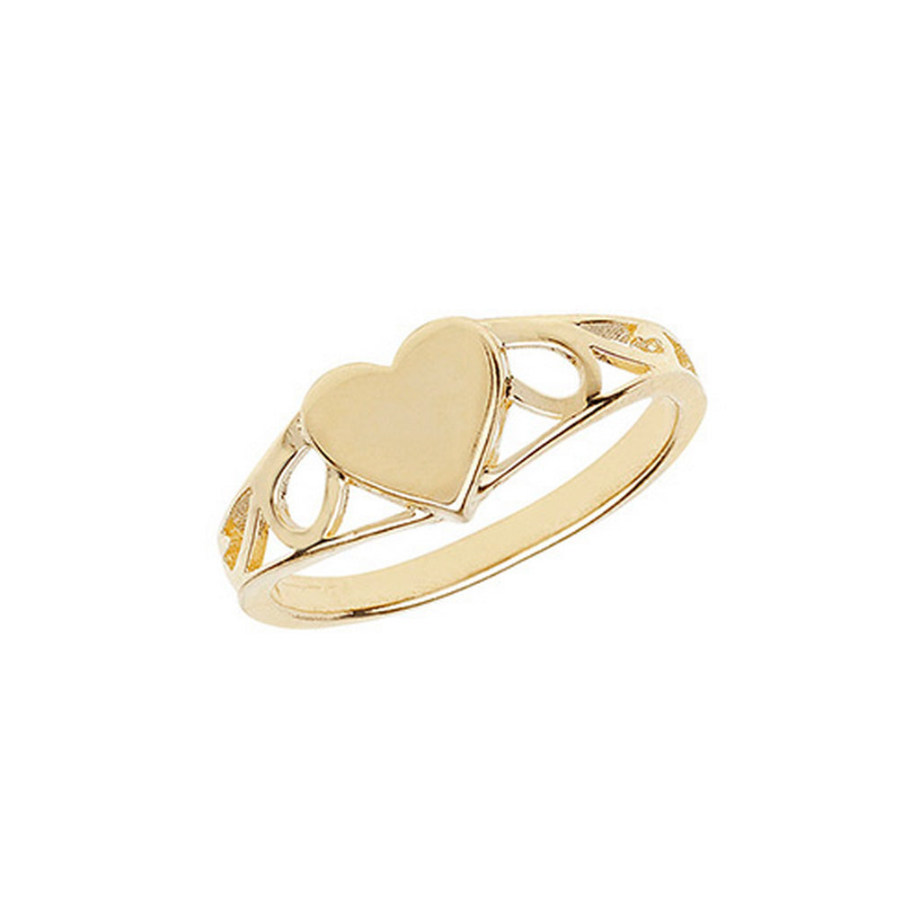 9ct Yellow Gold Plain Heart Signet Ring TL-RN499