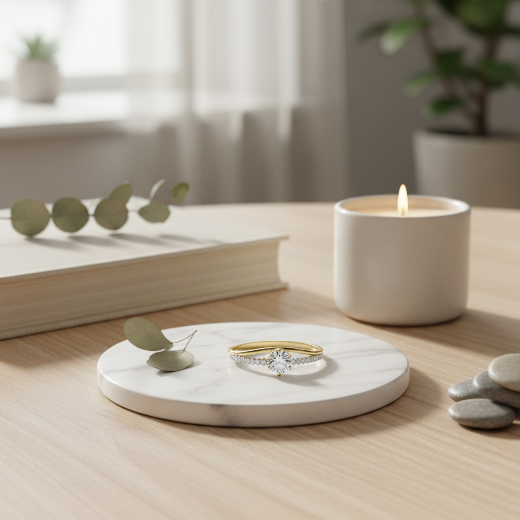 9ct Yellow Gold Plain & CZ Double-Row Ring TL-RN856