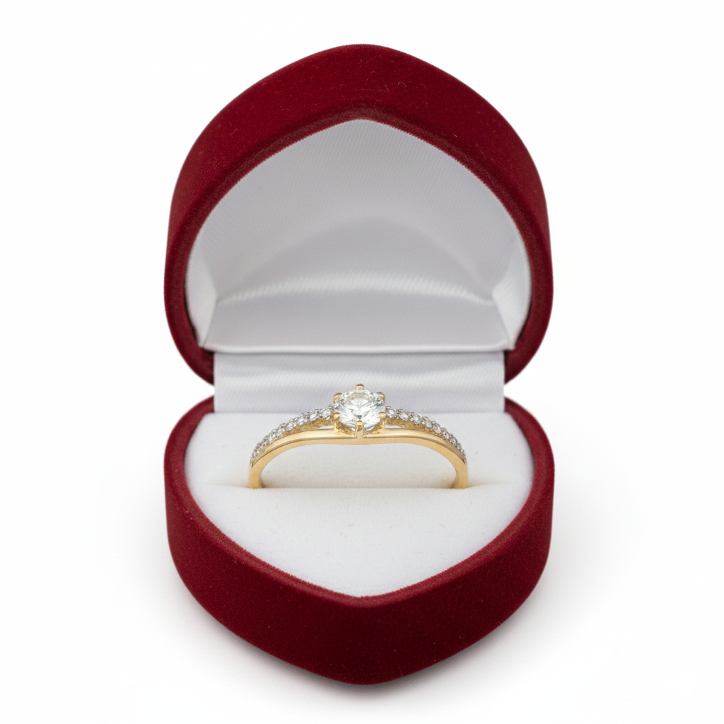 9ct Yellow Gold Plain & CZ Double-Row Ring TL-RN856