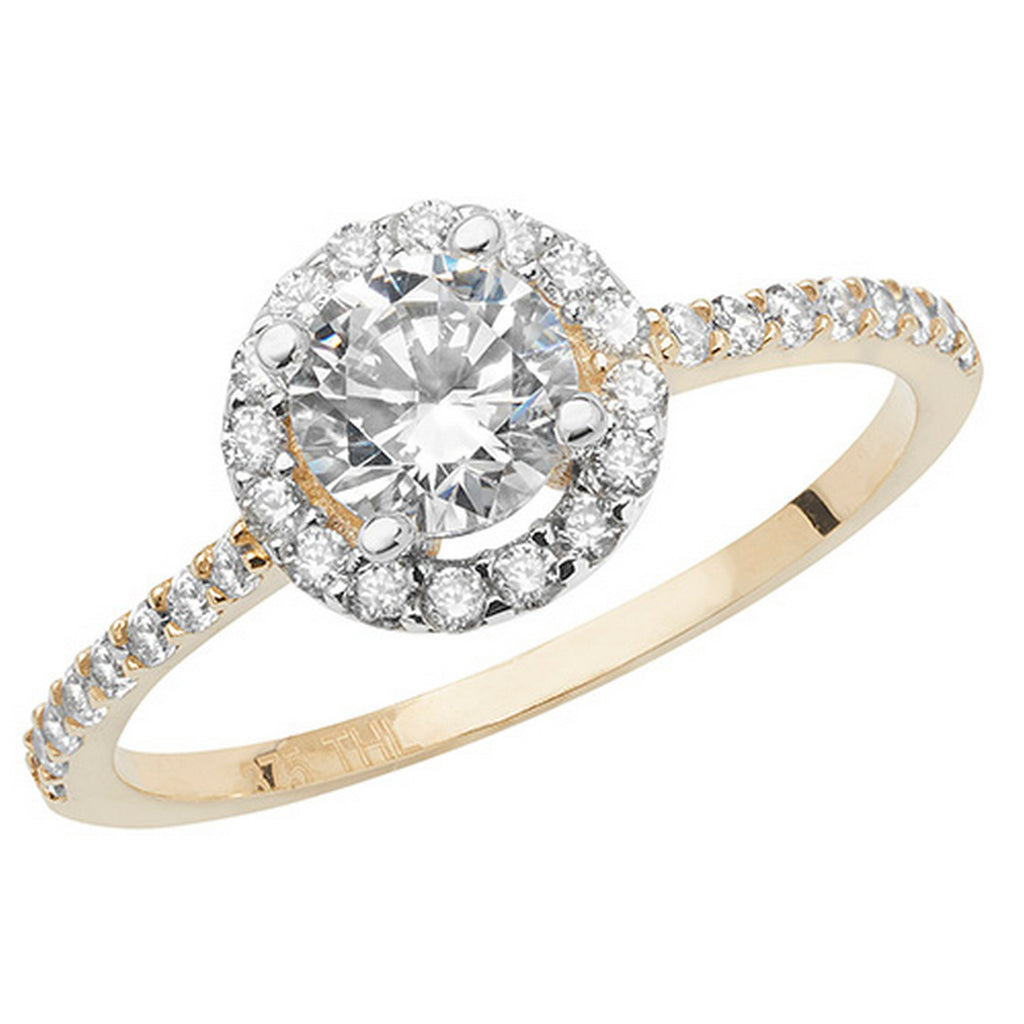 9ct Yellow Gold Pave Round CZ Ring TL-RN904