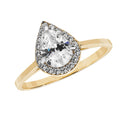 9ct Yellow Gold Pear Drop CZ Halo Ring TL-RN922