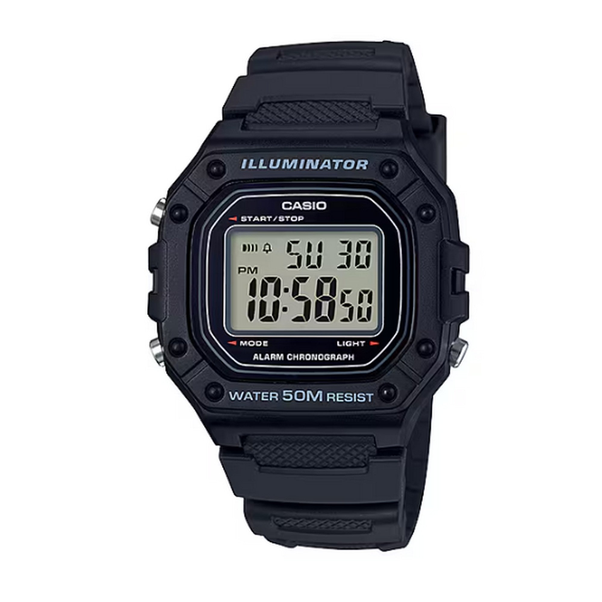 Casio Gents Standard Digital Black Resin Strap Watch W-218H-1AVEF